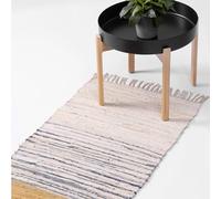 JEMIDI Tapis Chambre 60x130 - Tapis de Cuisine Devant Evier Aussi pour Couloir Salon Chambre - Tapis Beige et Blanc en Coton Long pour Descente de Lit Chambre Adulte Ado Enfant