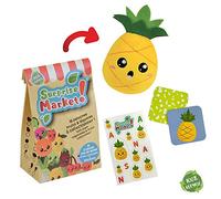 Jemini 024118 Surprise Market Lot de 3 Pochettes Surprises 100% recyclés Contenant 1 Peluche Fruits ou légumes, des Stickers et 2 Cartes mémo - Modèle aléatoire