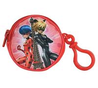 Jemini 024188 Miraculous Porte Monnaie Rond Ladybug et Chat Noir Ø 8 cm, Rouge, Enfant