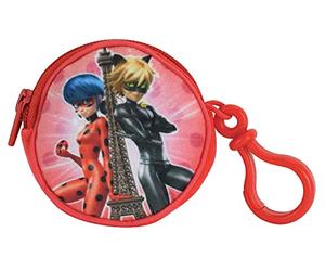 Jemini 024188 Miraculous Porte Monnaie Rond Ladybug et Chat Noir Ø 8 cm, Rouge, Enfant