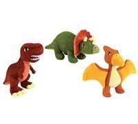 JEMINI 024198 Les JEMINOSAURES Lot de 3 Peluches Dinosaure : Tyrannosaure, Ptenanodon et Triceratops +/- 18 cm 100% recyclé