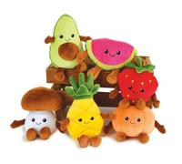 Fruity 's cagette de 6 peluches toutes douces fruits et légumes +/- 17 cm