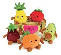 Fruity 's cagette de 6 peluches toutes douces fruits et légumes +/- 17 cm