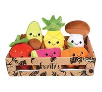 Jemini Fruity 's Cagette De 6 Peluches Toutes Douces Fruits Et Légumes +/- 17 Cm