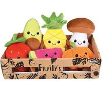 JEMINI Fruity 's cagette de 6 peluches toutes douces fruits et légumes +/- 17 cm