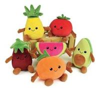 Fruity 's cagette de 6 peluches toutes douces fruits et légumes +/- 17 cm