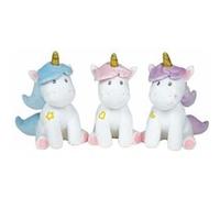 JEMINI - LICORNE - Lot de 3 peluches 17 cm Bleue, Violette et Rose Rose G
