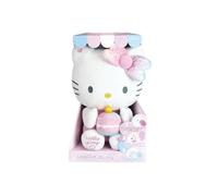 JEMINI | Peluche Intéractive Anniversaire Hello Kitty | 26 Cm | Doudou Musique Anniversaire | Bougie diode Lumineuse s'éteint en soufflant | 3 Piles fournies | Idée Cadeau Anniversaire Dès 12 Mois