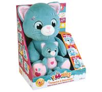 Peluche douce - JEMINI - TOONIES - Maman Chat intéractive et son bébé - +/- 26 cm - 6 fonctions