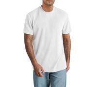 JEMLDL T-shirt gaufré décontracté léger à col rond à manches courtes en coton de couleur unie pour homme, blanc, Taille L