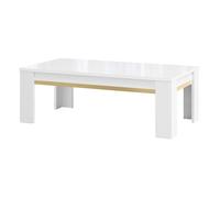 JEMMA - Table Basse Laquée Blanc et Décor Doré