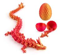 Jemmytu Dragon Imprimé en 3D dans Un Œuf, Dragon de Cristal Articulé avec Œuf de Dragon, Œuf de Dragon, Dragon Jouet, Dragon Articulé Imprimé en 3D, œuf Mystérieux Dragon (Or Rouge)