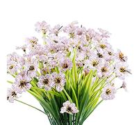 JEMONG Lot de 12 Fleurs artificielles d'extérieur résistantes aux UV - Ne se décolorent Pas - Plantes en Plastique pour Jardin, véranda, fenêtre, décoration, Blanc