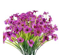 JEMONG Lot de 12 Fleurs artificielles d'extérieur résistantes aux UV - Ne se décolorent Pas - Plantes en Plastique pour Jardin, véranda, fenêtre, décoration, Violet