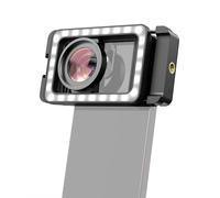 Jemora FL23 Clip de téléphone universel avec filetage 17 mm + 37 mm, lumière de remplissage LED, support pour griffe froide et adaptateur d'objectif à trou de vis 1/4" avec objectif macro M15 compatib