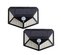 Jemora Lampe Solaire Extérieure Jardin Lumière Corps Humain Induction Applique Murale Quatre Côtés 100LED Rechargeable Éclairage Domestique Réverbère [100 lampes et trois fonctions] 2 packs d'applique