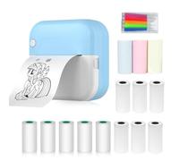 Jemora Mini imprimante thermique multifonction portable, fabricant d'autocollants, impression photo instantanée sans encre, prise en charge de la connexion BT pour smartphone avec 9 rouleaux de papier