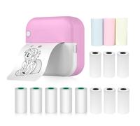 Jemora Mini imprimante thermique multifonction portable, fabricant d'autocollants, impression photo instantanée sans encre, prise en charge de la connexion BT pour smartphone avec 9 rouleaux de papier