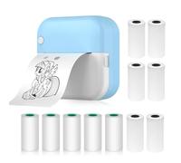 Jemora Mini imprimante thermique multifonction portable, fabricant d'autocollants, impression photo instantanée sans encre, prise en charge de la connexion BT pour smartphone avec 6 rouleaux de papier