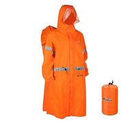 Jemora Poncho de pluie à capuche pour adultes Veste de pluie imperméable réfléchissante haute visibilité avec housse de sac à dos pour hommes femmes Équipement de pluie extérieur