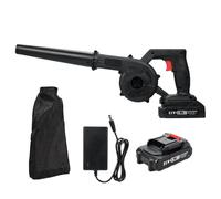 Jemora Souffleur et aspirateur électrique à main 2 en 1 21 V Souffleur à feuilles électrique Souffleur à feuilles avec batterie et chargeur Souffleur de séchage de voiture Aspirateur à feuilles Mini