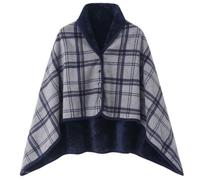 JEMPET Couverture polaire portable avec boutons - Écharpe poncho confortable en flanelle - Couverture sans manches en peluche pour homme et femme, bleu, 140cm*100cm