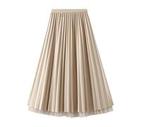 Jemsia Jupe en Tulle Réversible pour Femme - Taille Haute - Jupe Plissée Élégante - Beige, Taille Unique