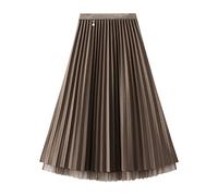 Jemsia Jupe en Tulle Réversible pour Femme - Taille Haute - Jupe Plissée Élégante - Marron, Taille Unique