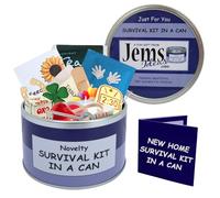 Jemsideas Kit de survie Survival Kit In A Can et carte de souhait pour nouvel appartement/maison Couleur du contenant personnalisable Noir/vert menthe