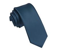 JEMYGINS Cravate Homme Slim Unie 6 Cm avec Pochette Assortie pour Mariage Business Bleu Marine 2