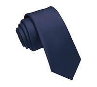 JEMYGINS Cravate Homme Slim Unie 6 Cm avec Pochette Assortie pour Mariage Business Bleu Marine
