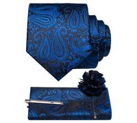 JEMYGINS Ensemble de cravates pour homme - Mouchoir de poche - Pince à cravate - Motif cachemire - Pour mariage, affaires, fête - Multicolore