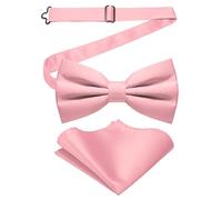 JEMYGINS Ensemble nœud papillon bifold solide mat pour homme avec mouchoir de poche, Rose pâle, M