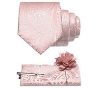 JEMYGINS Harvest Paisley Ensemble de cravates pour homme Multicolore | Avec mouchoir, pince à cravate et broche, idéal pour mariage, affaires, gala et fête