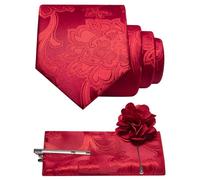 JEMYGINS Lotus Crest Paisley Ensemble de cravates pour homme Multicolore, rouge, Einheitsgröße