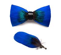 JEMYGINS Noeud Papillon Homme Point vert/jaune/blanc en Plume en Plume Fait Main et Broche Ensemble Compris boîte