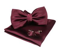 JEMYGINS Papillon homme réglable, en différentes couleurs, avec mouchoir et boutons de manchette, Marron 5, M