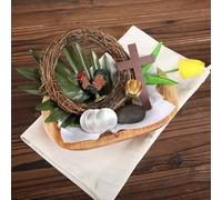 Jenaai Lot de 12 pièces de résurrection de Pâques raconte l'histoire de Pâques Oh Remember Kit croix couronne dorée en verre argent pièces pour Jésus religieux Semaine Sainte Cadeaux Bible Décoration