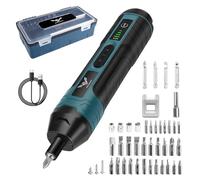 JENABOM Tournevis électrique sans fil Petit tournevis 3.6V Visseuse sans fil Rechargeable 5N.m Max Couple réglable pour usage industriel (105 IN 1)