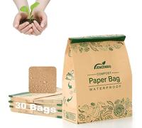JENCENBIO Lot de 30 sacs en papier kraft compostables - 19 x 9 x 29 cm - Marron - Épais - Résistant à l'eau et à l'huile (épais 80 g/m²)