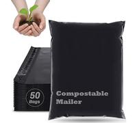 JENCENBIO Lot de 50 sacs postaux compostables, 26 x 38 cm, bande auto-scellante, respectueux de l'environnement, sacs d'emballage pour vêtements, chaussures