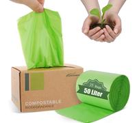 JENCENBIO Sacs poubelle Compostable, 50 litres, 13 gallon, extra épais, 28 µm, certifiés OK Compost Home