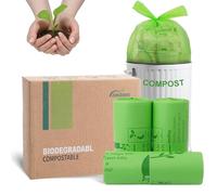 JENCENBIO sacs poubelle compostables avec poignée de transport - 20L - Compostables - Extra épais - 20 µm - Certifié OK compost HOME