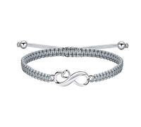 JENDEAR SHINE Bracelet Infini Femme, Argent 925 Bracelet Corde Tressée Ajustable, Amour Infini Amitié Cadeau Anniversaire pour Femmes Bijoux de Saint-Valentin