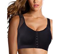 Jengo Soutien-gorge de compression post-chirurgie - Soutien-gorge de sport à fermeture avant pour femme - Soutien-gorge d'augmentation mammaire sans fil (noir, taille L), Noir , L