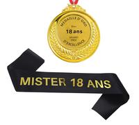 jenich 18 ans Homme Echarpe Mister 18 ans Médaille d'or 18 Happy 18th Birthday Décoration Ensemble d'anniversaire 18 Homme