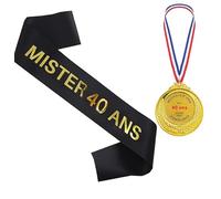 jenich 40 ans Homme Echarpe Mister 40 ans Médaille d'or 40 Happy 40th Birthday Décoration Ensemble d'anniversaire 40 Homme