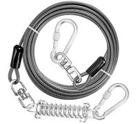 jenico Câble d'attache pour chien, 3,5/4,8/6,2/9/112,2/12,2/20/30/45,2 m avec crochet pivotant et ressort amortisseur, laisse pour chien, sangle de course pour cour, extérieur et camping, pour animaux