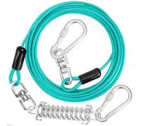 jenico Câble d'attache pour chien, 3,5/4,8/6,2/9/112,2/12,2/20/30/45,2 m avec crochet pivotant et ressort amortisseur, laisse pour chien, sangle de course pour cour, extérieur et camping, pour animaux