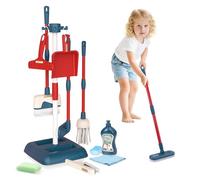 Jenilily Kit de Nettoyage pour Enfants, Balai à Long Manche, Pelle à poussière, balayette, serpillère avec Support, Balai pour Enfants à partir de 3 Ans